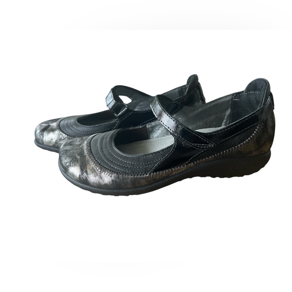 NAOT Black and Metallic Maryjane Comfort Shoes Size 38 or 7 - 7.5 - Picture 2 of 9